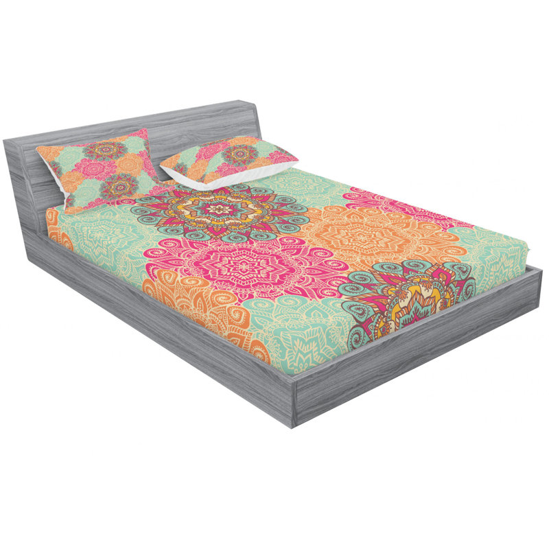 Microfiber Floral Sheet Set, Queen Sheet Set with Fitted Sheet