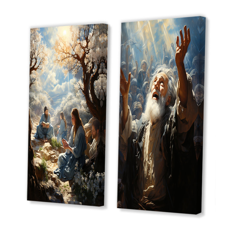 Sunlight Judaism Devotion - Judaïsme, art mural sur toile, ensemble de 2, H 28 po x l 25 po, Toile tendue