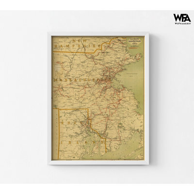 Chemin de fer électrique, carte de l'est de la Nouvelle-Angleterre, affiche de chemin de fer, art mural de la Nouvelle-Angleterre, affiche des chemins de fer, carte ancienne de l'est
