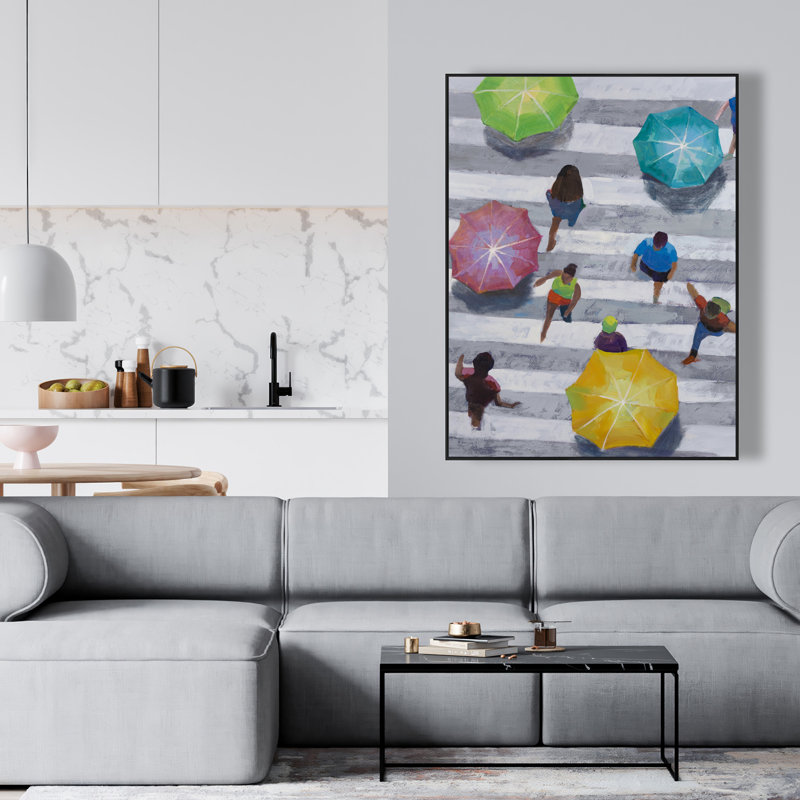 Passersby with Parasols | Framed Canvas Home Decor Art