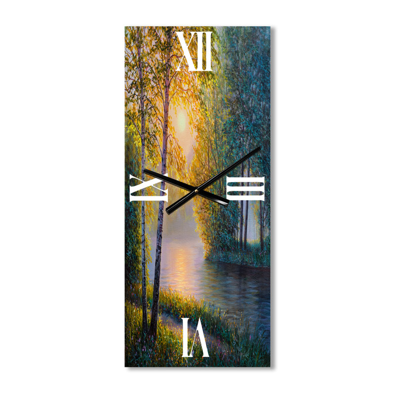 Horloge murale matin été avec belle rivière au printemps, Petit