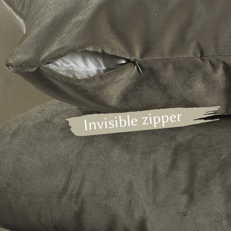 Matte Velvet Pillow Cover, 14" x 14", 28 Khaki Green