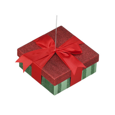 6" Vp Glitter Gift Box Ornament