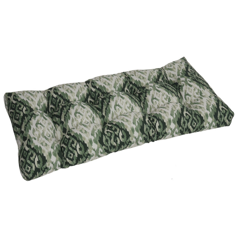 42-Inch By 19-Inch Outdoor Tufted Loveseat Cushion, Green/Lakat Mineral Abstract