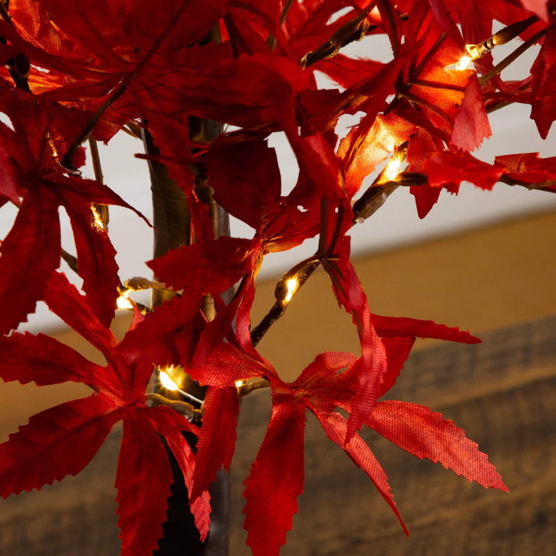 2 pi. Arbre d'automne artificiel pré-éclairé avec 50 lumières à DEL blanc chaud et base détachable
