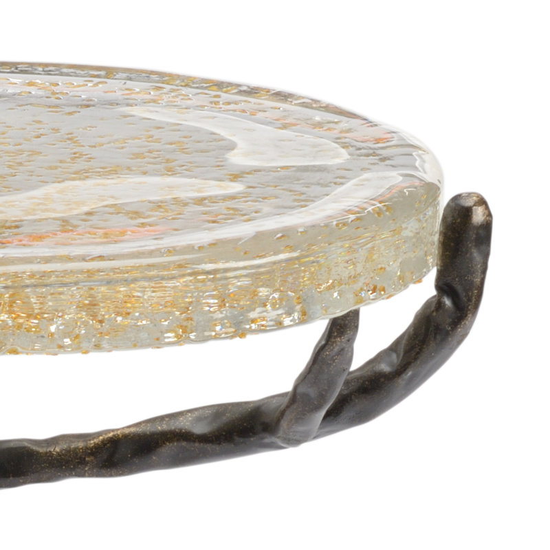 Twig Glass End Table, Bronze