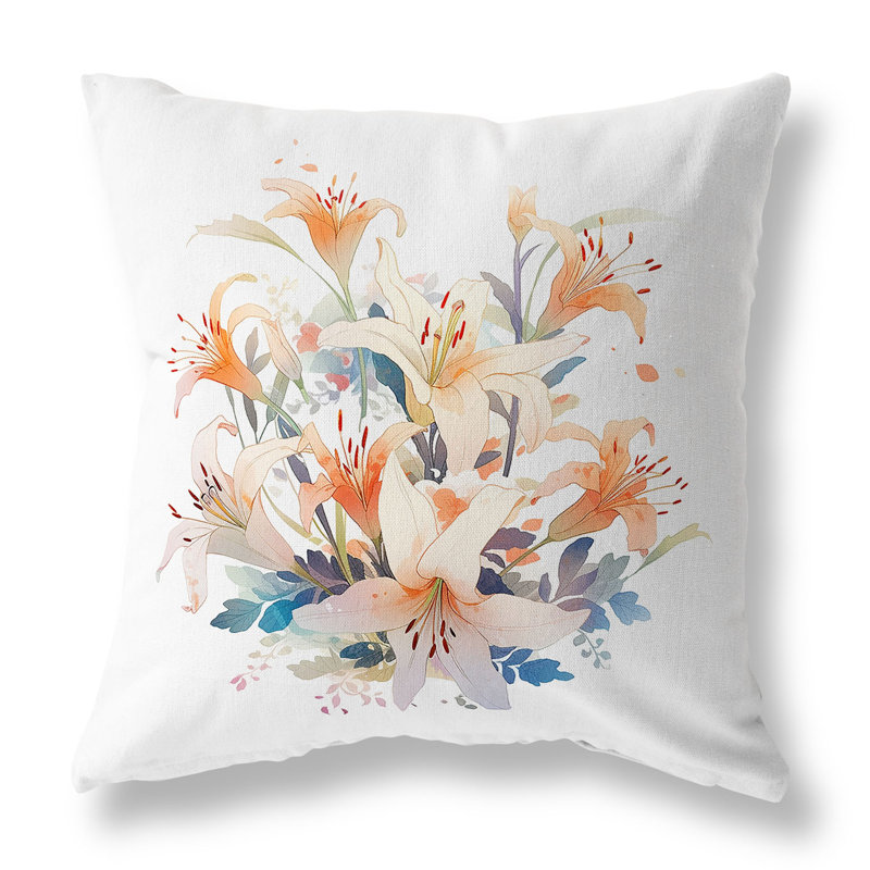 Serenity Floral Faux Suede Square Throw Pillow