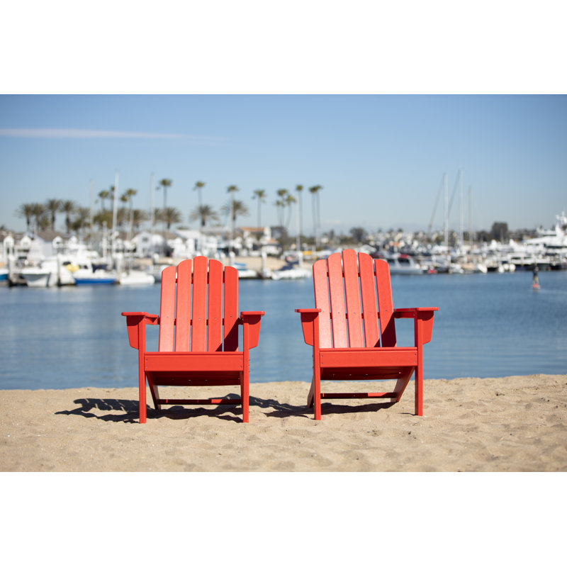 Chaise Adirondack d'extérieur en PEHD LuXeo Marina, Rouge
