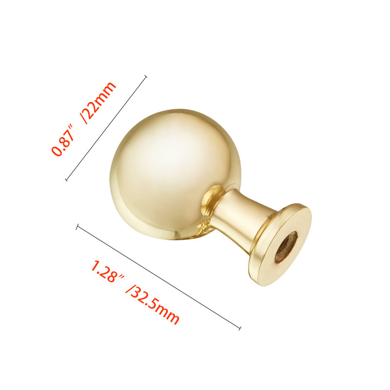 Gold Round Zinc Cabinet Knob with Mounting Hardware