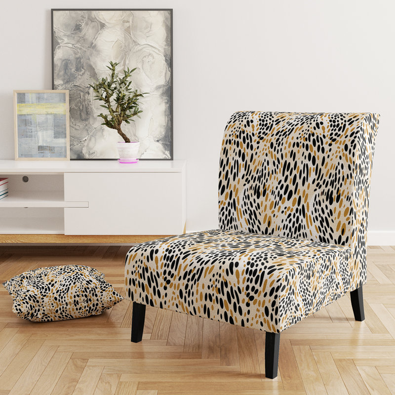 Fauteuil de chambre beige et noir à imprimé guépard Simplicity - rembourré moderne et contemporain