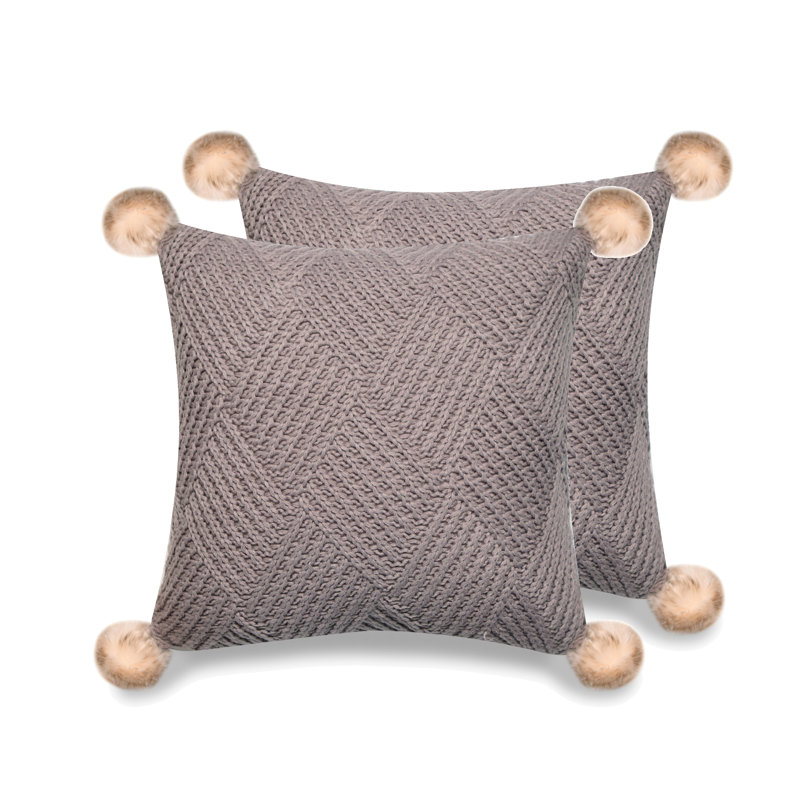Housse de coussin carré et insert, Mélange de duvet, Gris