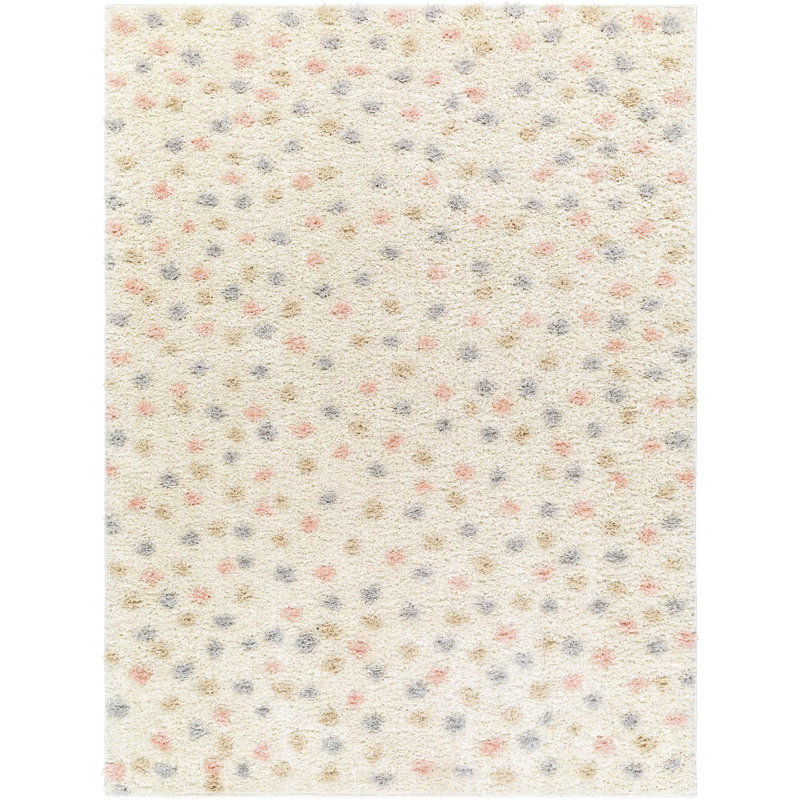 Harrisonburg Shag Area Rug, Rectangle 6'7" x 9', Slate/Pink