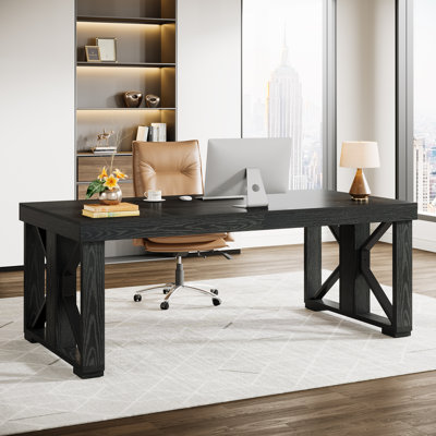 Bureau d'ordinateur de direction 70,86 po, grand bureau à domicile en bois 