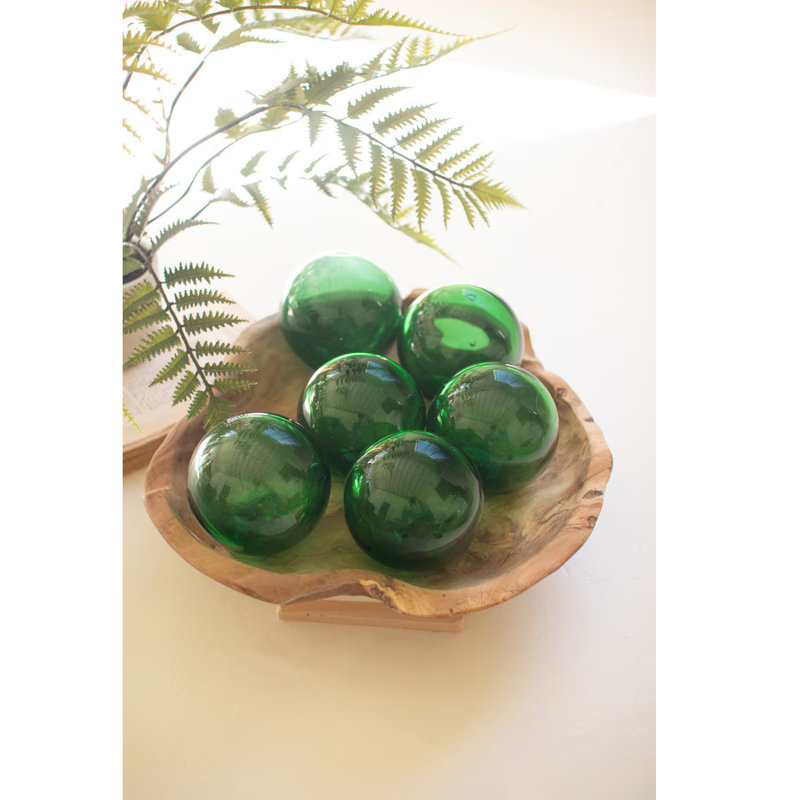  Boule décorative verte en verre - Ensemble de 6 pièces rondes pour la maison - Ensemble de 6