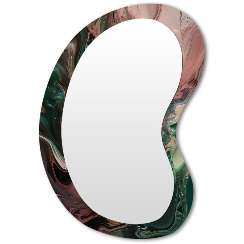 Miroir mural géométrique abstrait rose et vert Inner Worlds of Marble IV, 31 po x 22 po