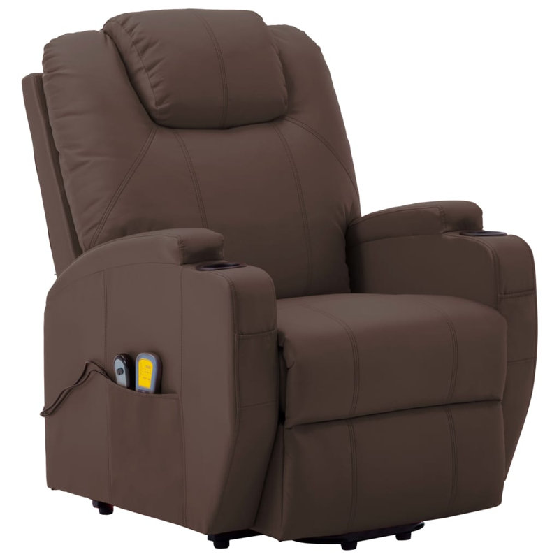 Power Lift Recliner Electric Lift Chair for Home Theater, Brown Faux Leather