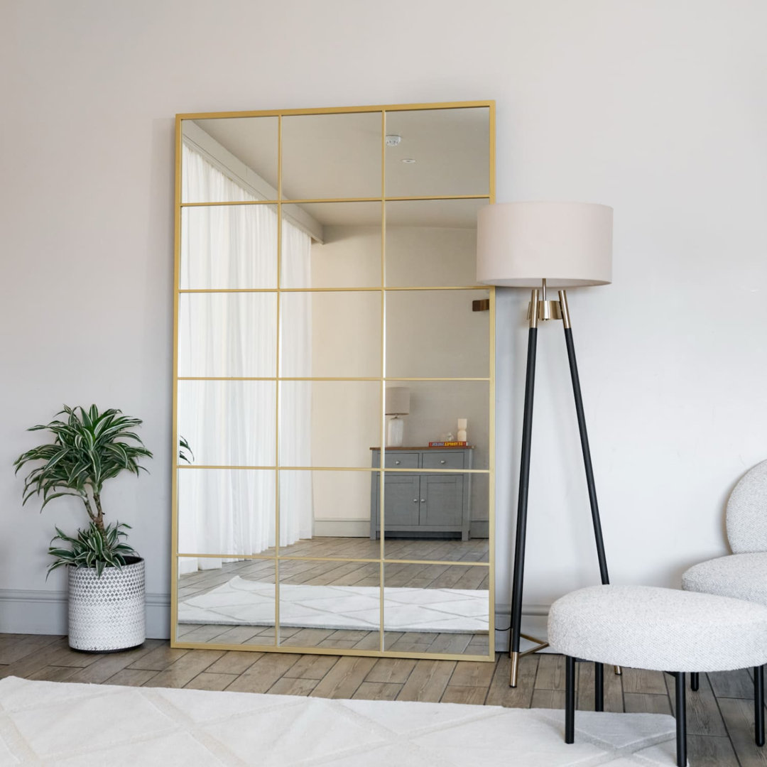 B&Q - Jōbū Jobu HomeKyoFull Length Gold Metal Rectangle Lattice Grid Mirror180Cm X 105Cm - Image 3