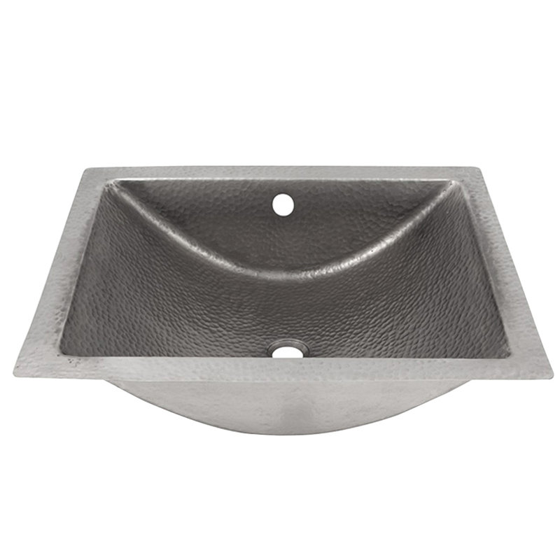 Barclay Fuller 17'' Metal Rectangular Bathroom Sink with Overflow, Hammered Pewter