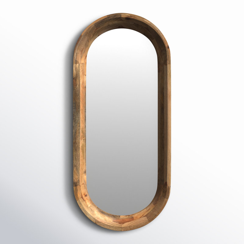 Ozma Oval Brown Solid Wood Wall Mirror