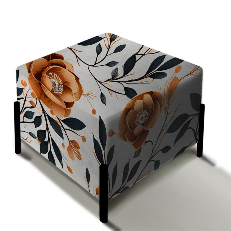 Élégance rétro avec fleur de brun - repose-pieds carré floral