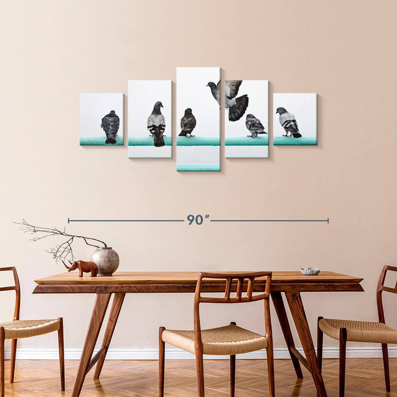 Pigeons On Pole, 36" H x 80" W