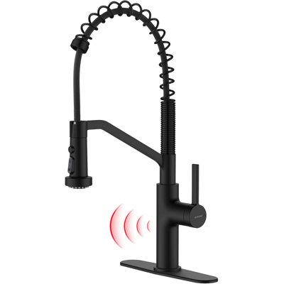 Ruvida Matte Black Kitchen Sink Faucets,high Arc Kitchen Faucets,spring Kitchen Sink Faucet With Pull Out Sprayer,faucet With Triple Function Sprayer