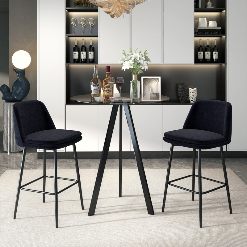 Ensemble de table de bar moderne avec tabourets 31,5 po Modern, Noir, 3 pièces: table, 2 chaises, Noir