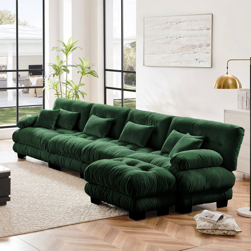 Combinaison libre, canapé modulaire modulaire, canapé en forme de L pour le salon, canapé confortable à 4 places avec repose-pieds convertible, chenille