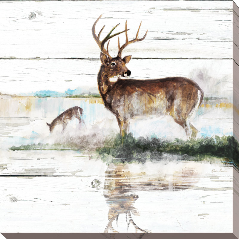 « rustique misty cerf », reproduction d’art sur toile tendue, H 18 po x l 18 po