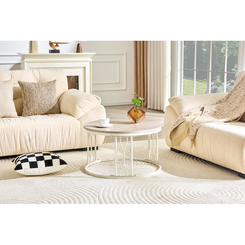 Table basse ronde pour le salon, Bois / blanc
