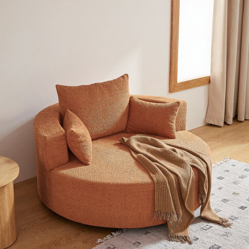 Fauteuil demi-tonneau pivotant à 360 degrés avec coussins amovibles, Rouge