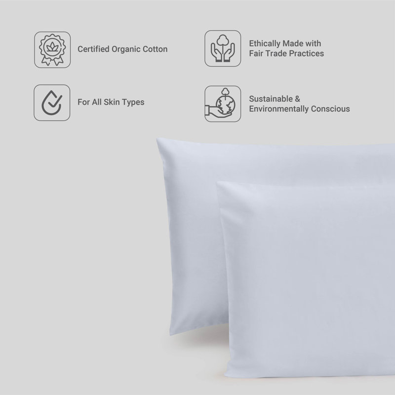 Taie d'oreiller 100% coton à densité de tissage 300 fils Percale, Blanc, Standard