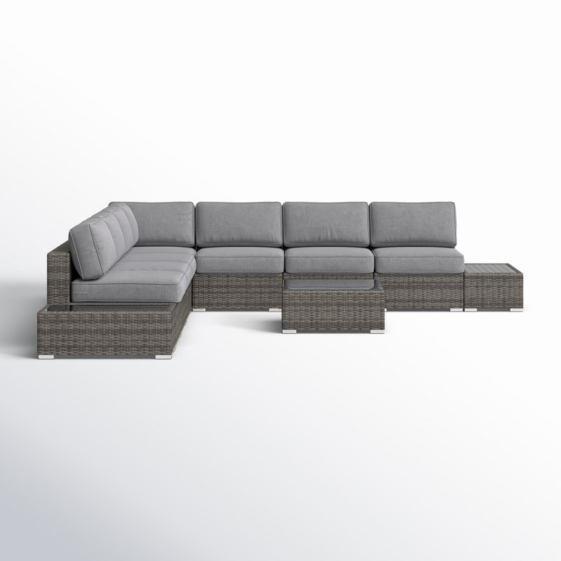 Demarest Wicker Fully Assembled 6 - Person Seating Group with Cushions, Mixed Gray