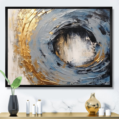 «Gold and Blue Vibrant Spirals I» sur toile