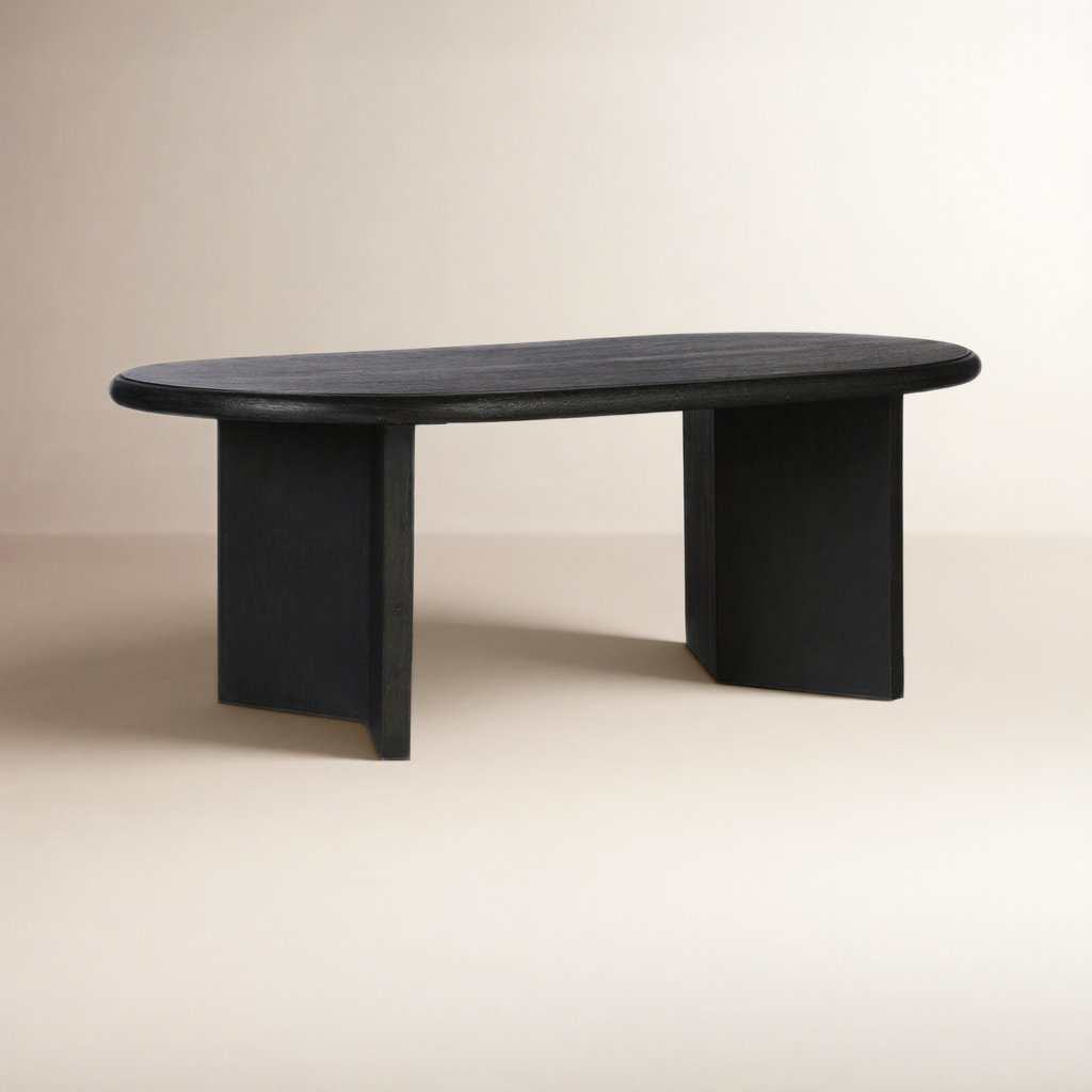 Brix Solid Wood Single Coffee Table, Matte Black