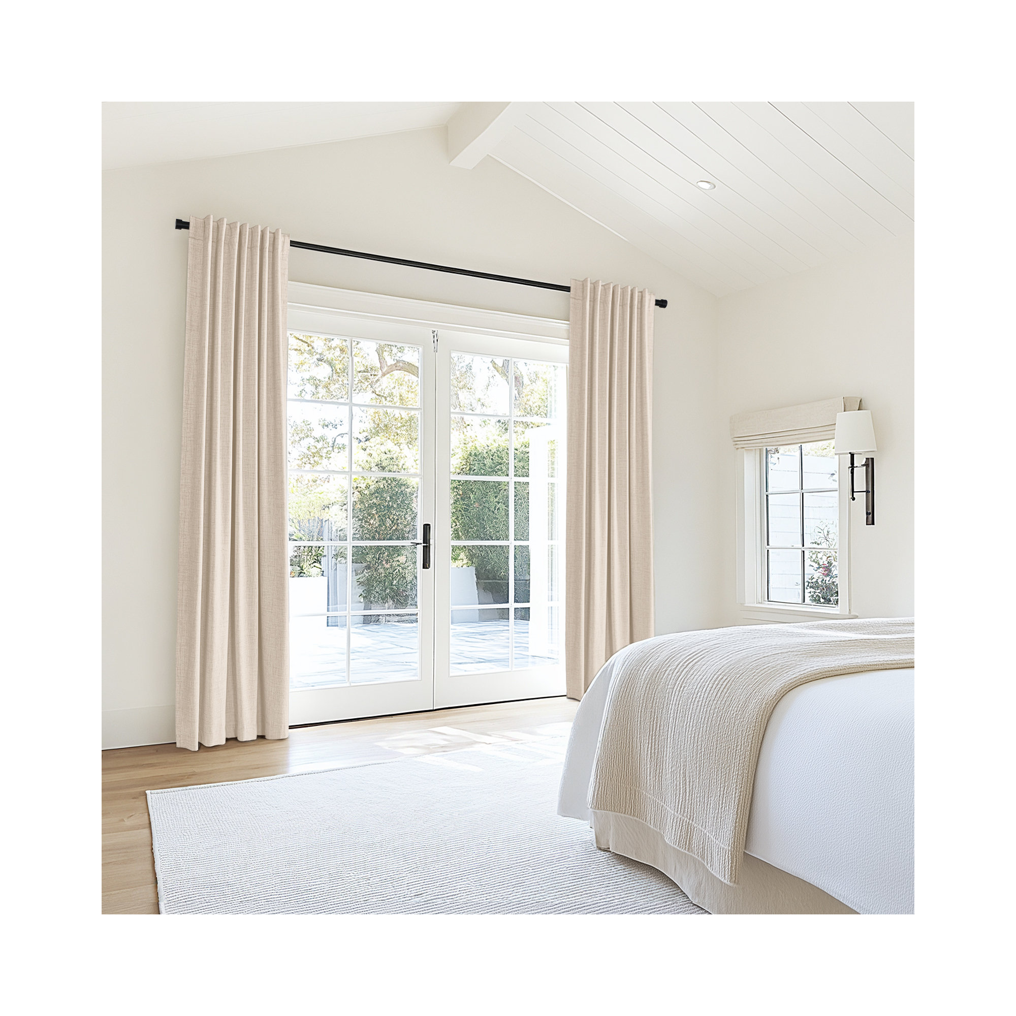 Graciella Thermal Insulated Faux Linen Textured 100% Blackout Curtains for Bedroom Living Room Back Tab/Rod Pocket, Oatmeal