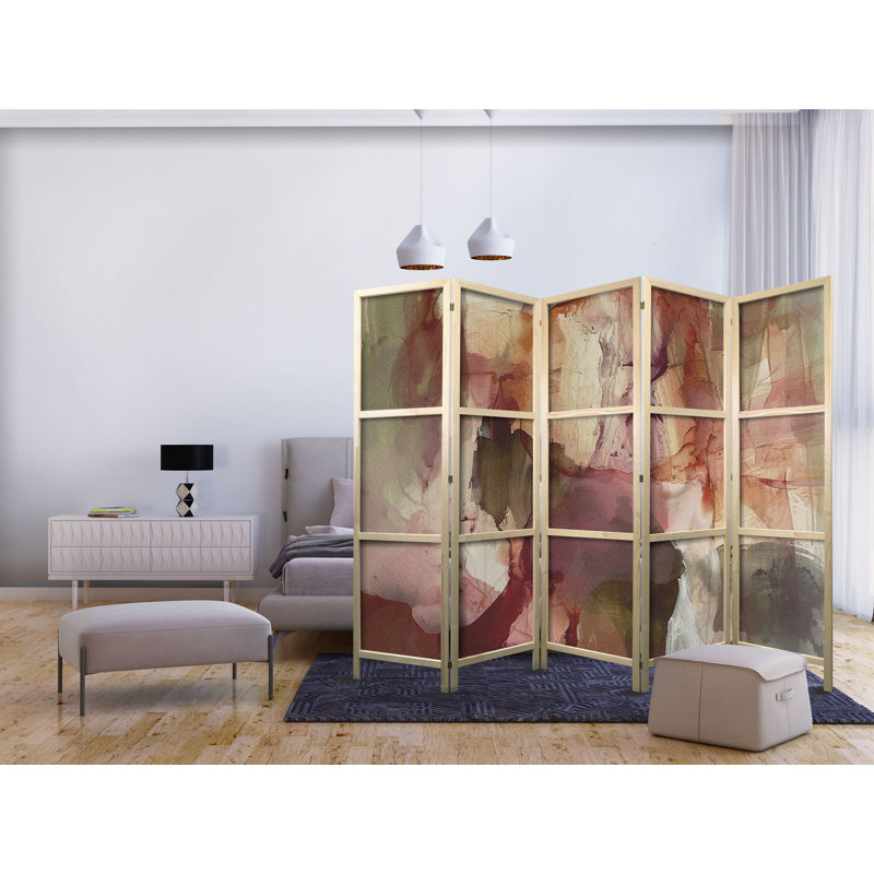 171cm H Solid Wood Folding Room Divider, 171cm H x 225cm W x 1.2cm D, 5
