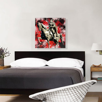 «Skanderbeg Monument George Castriot Albania Red Splatter», reproduction d'art sur toile tendue