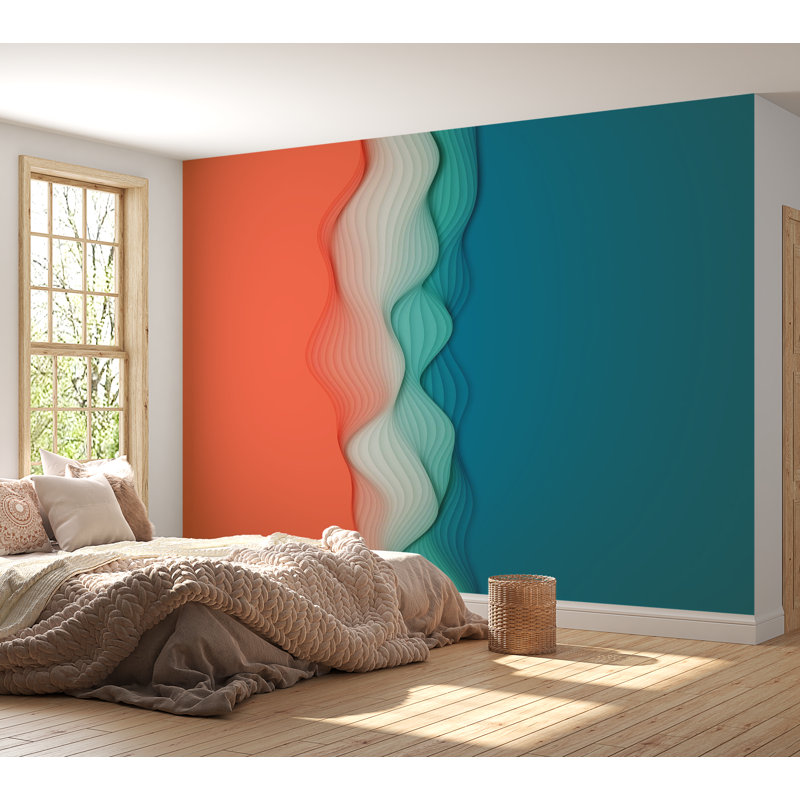 Premium Peel & Stick Wall Mural - Abstract Wave Blend, 40" L x 60" W