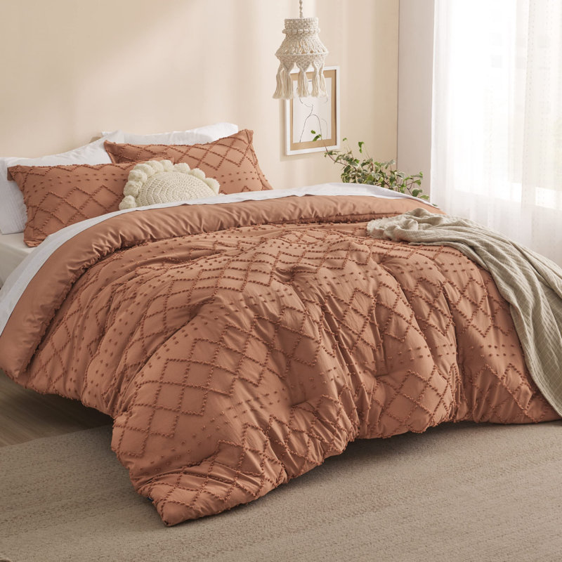 Best Seller Bedsure Embroidered Tufted All-Season Comforter Set, California King Comforter + 2 King Shams, Pumpkin