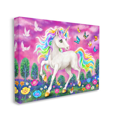 Unicorn In Meadow Canvas Wall Art Design By Kayomi Harai