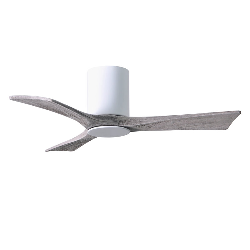 Irene LED Ceiling Fan, Gloss White, Barn Wood Tone, 52"