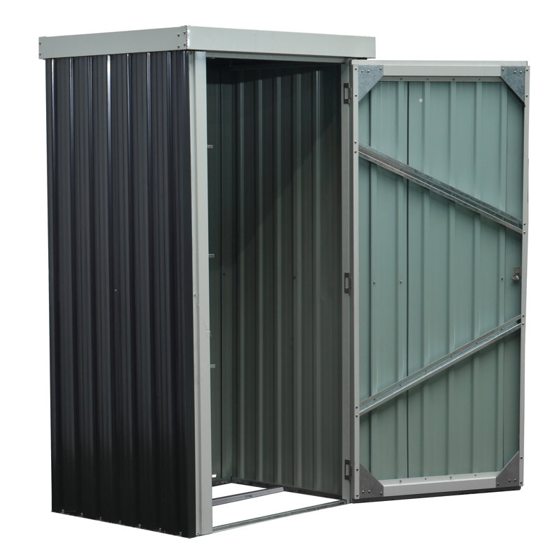 Hanover Dark Gray and White Galvanized Steel Patio Storage Shed