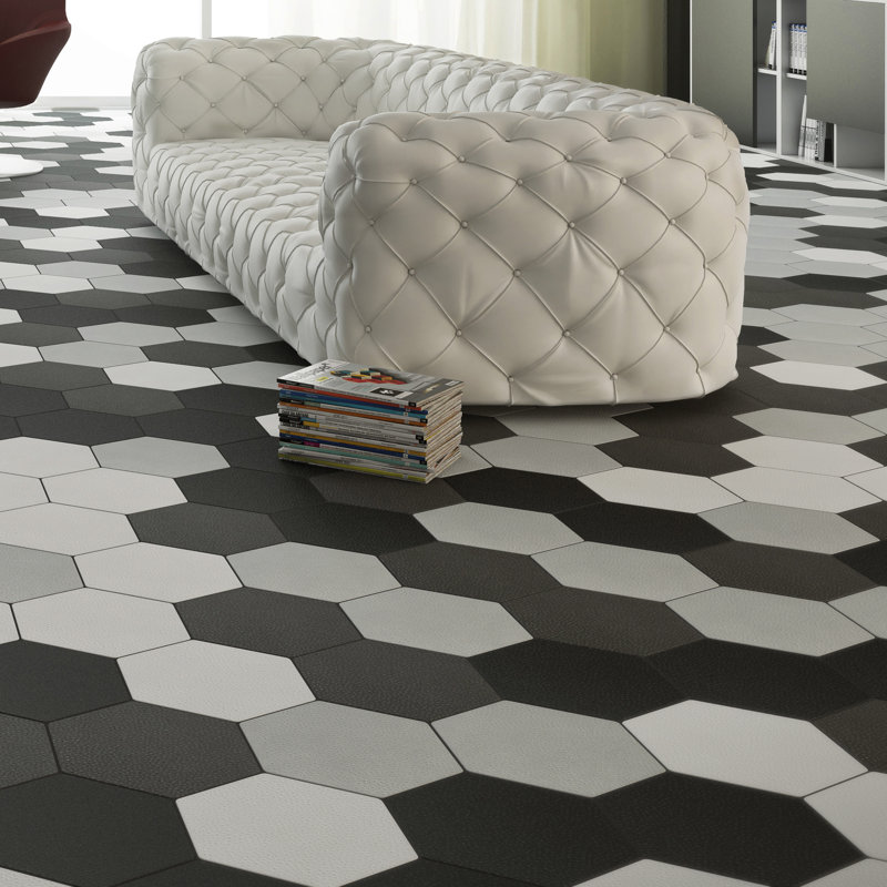 Carreau de plancher et hexagone 10 "x 11" Toscana, Blanco / blanc