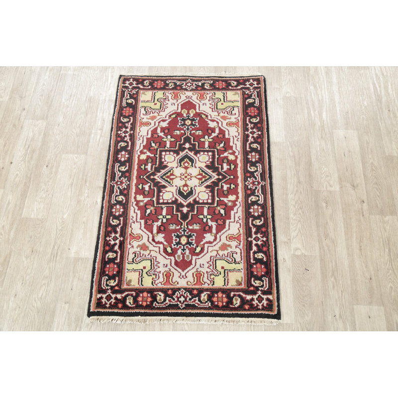 Tapis traditionnel rouge à motif géométrique 3x5