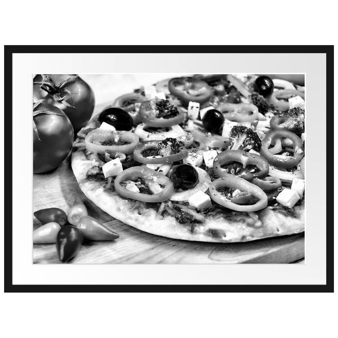 Gerahmtes Poster Pizza Salami Italien Italy