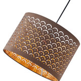 20cm H x 30cm W Linen Drum Lamp Shade ( Screw On ) in Coffee Brown
