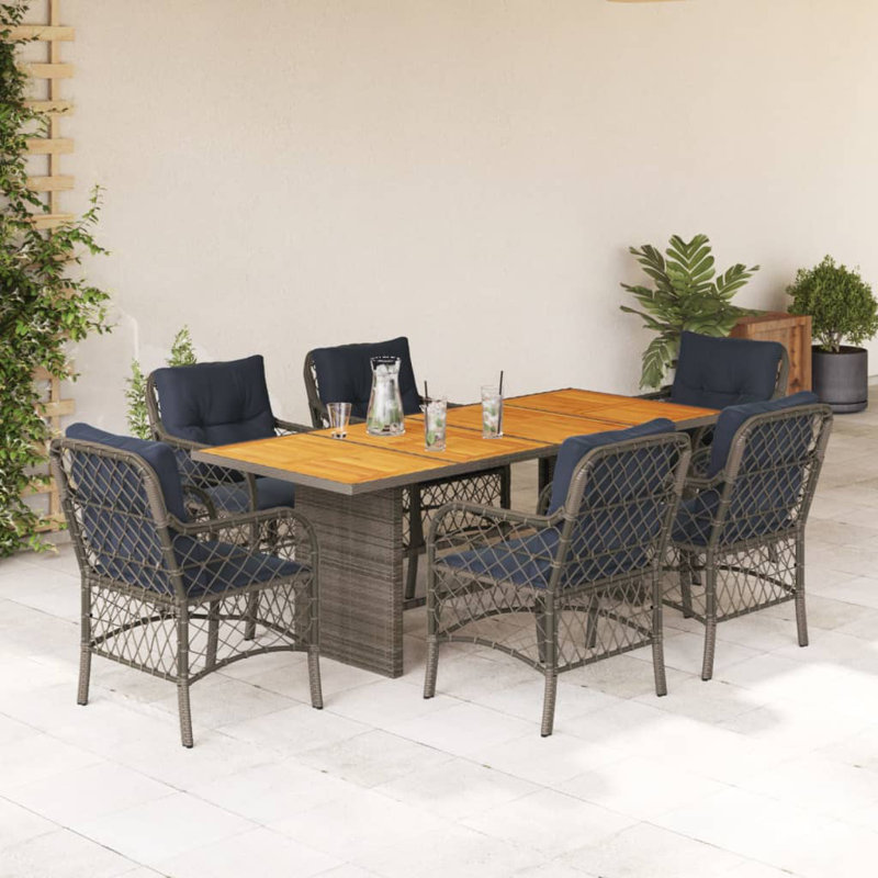  Garden Dining Set Grey, Navy Blue, Navy Blue, Gray