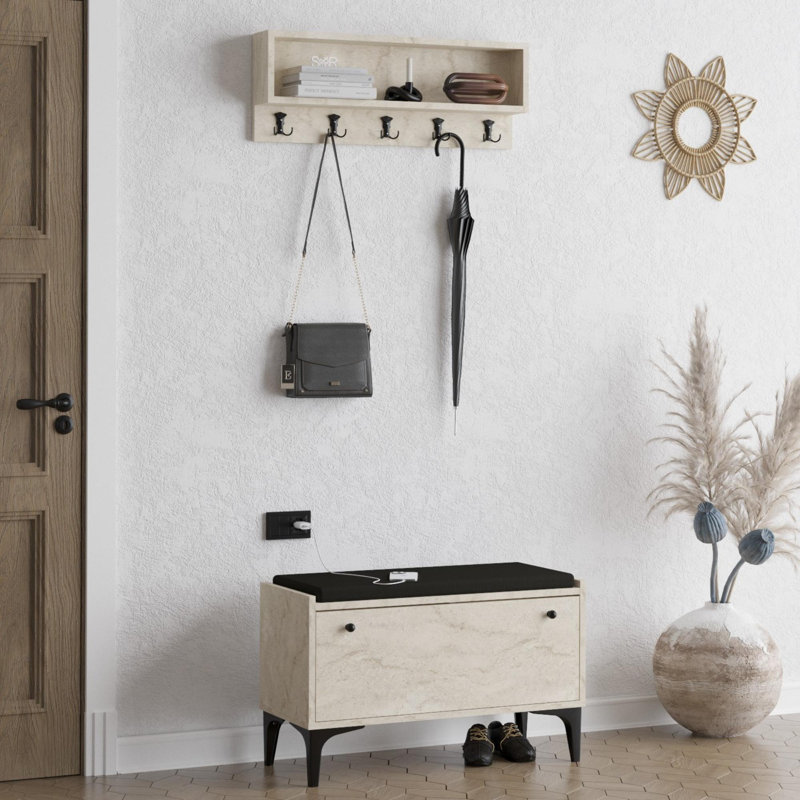 Baneen 8 Pair Shoe Storage Cabinet, Travertine