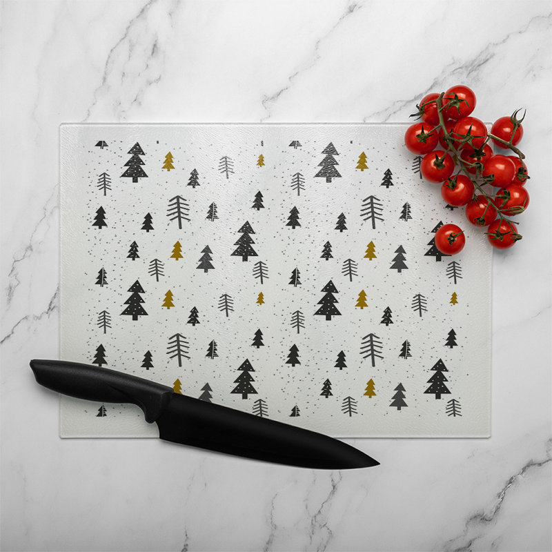 Winter Graphic Dining Glass Chopping Board, 40cm L x 28cm W